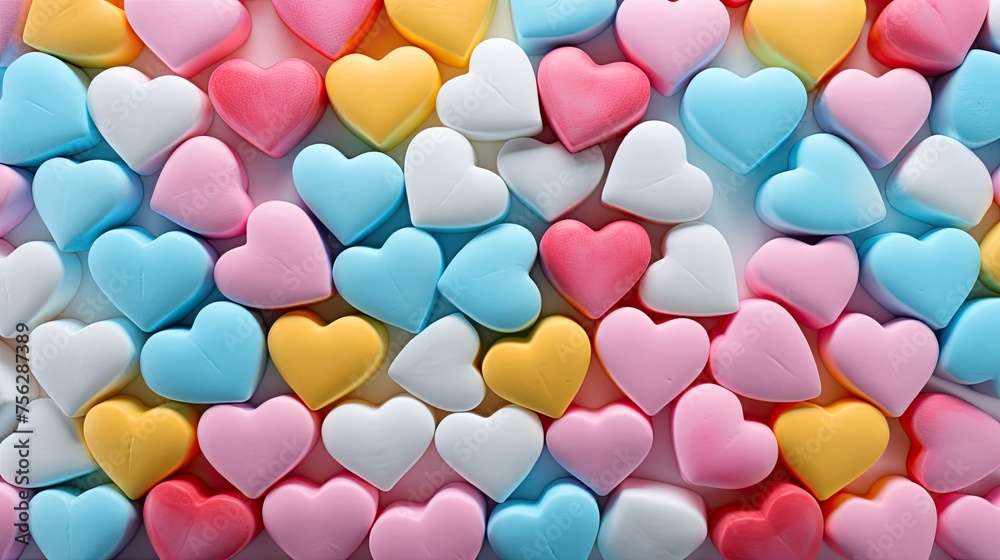 Marshmallow hearts on a background. Generative AI Marshmallow hearts on a background. Generative AI