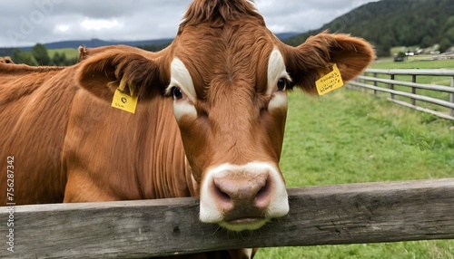 A Cow With Its Nose Pressed Against A Fence Curio © Khadija