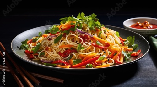 Noodle salad with mix. Generative AI