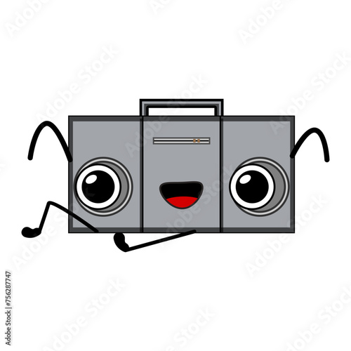 party retro music character cartoon. 90s disco, event ball, ghetto concert party retro music character sign. isolated symbol vector illustration