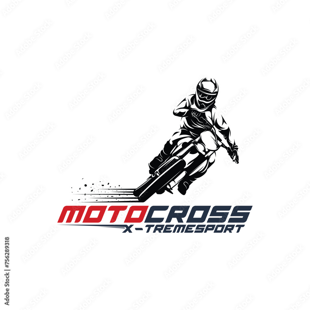 Fototapeta premium Silhouette motocross logo vector illustration design. Motocross Freestyle abstract isolated