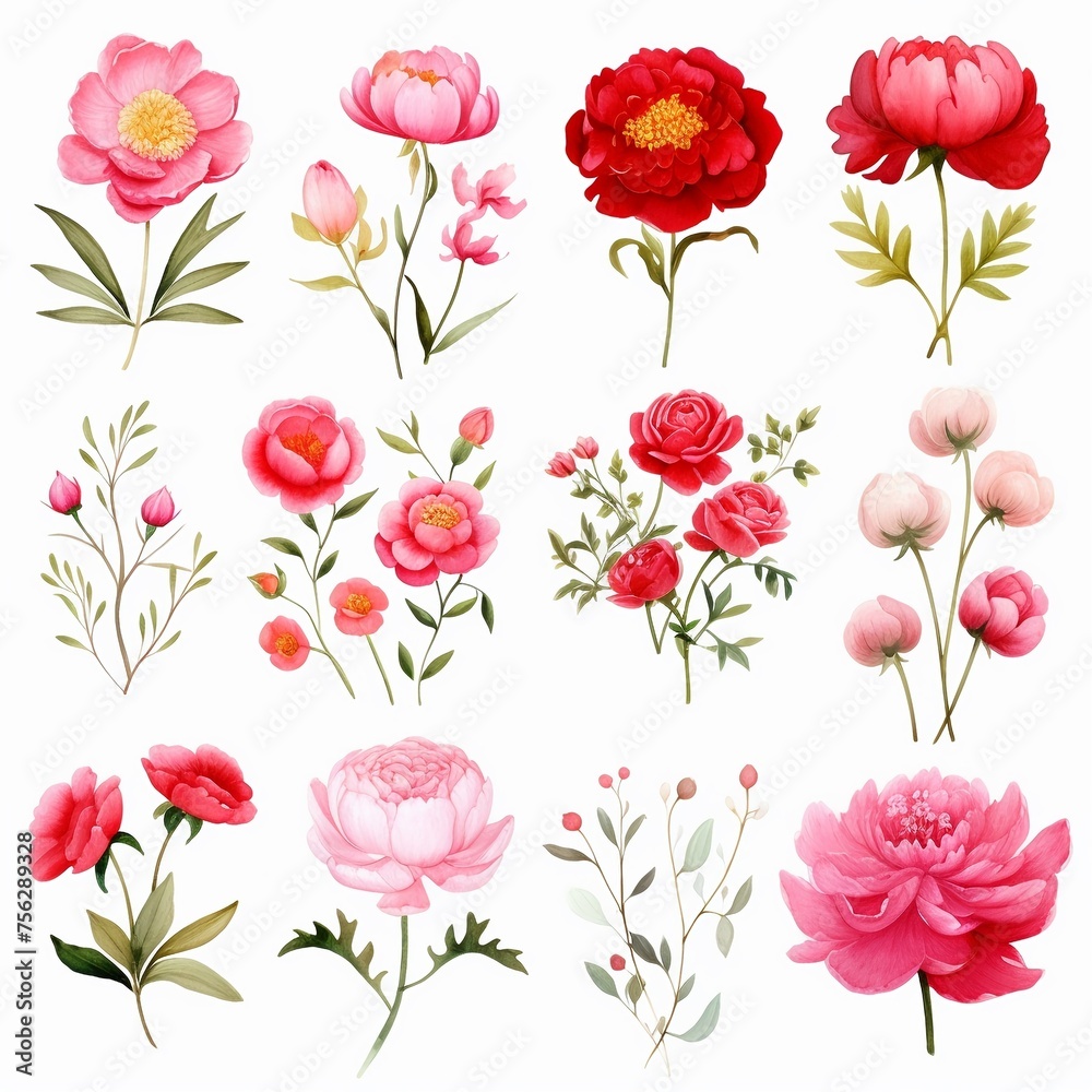 Elegant watercolor flower designs - obrazy, fototapety, plakaty 