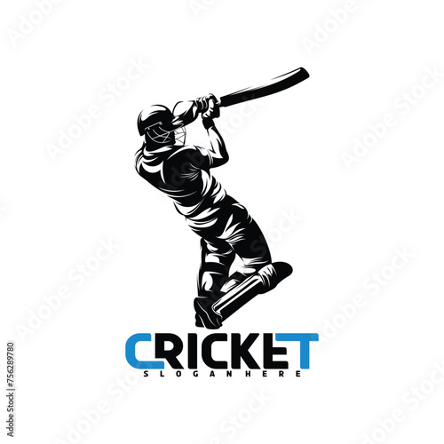 Cricket player silhouette vector illustration design abstract