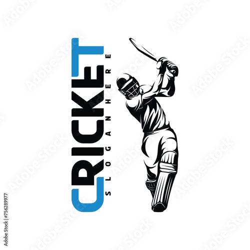 Cricket player silhouette vector illustration design abstract
