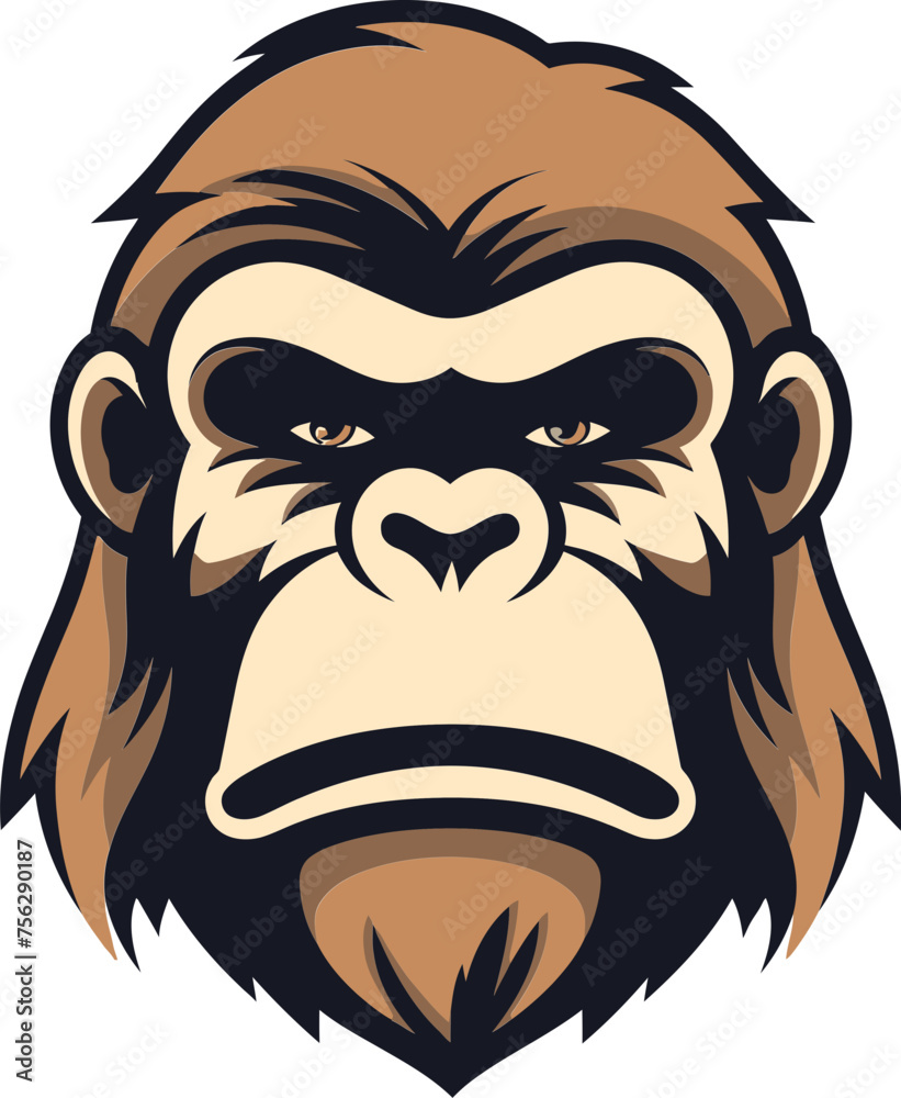 Mighty Silverback Gorilla Detailed Vector Portrait