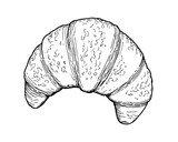 Drawing of French croissant - hand sketch of food