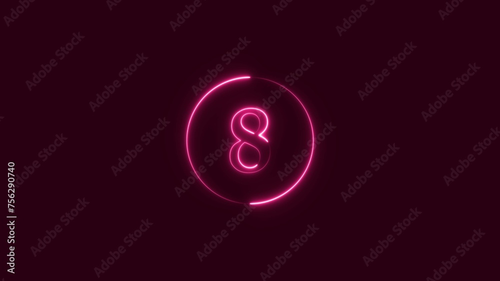 Abstract magenta red neon light countdown eight number illustration. Magenta dark orange background circle magenta UHD 4k illustration. Abstract magenta red neon light countdown eight number illustration. Magenta dark orange background circle magenta UHD 4k illustration.