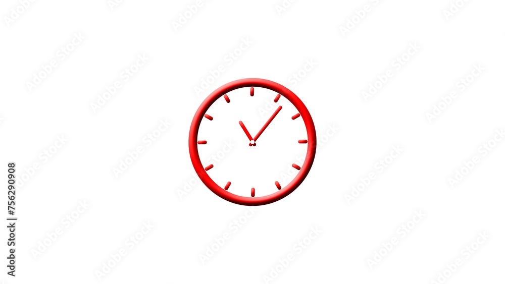 Clock icon red color with moving in 24 hour fast speed illustration. Stopwatch clock white background 4k illustration. Clock icon red color with moving in 24 hour fast speed illustration. Stopwatch clock white background 4k illustration.