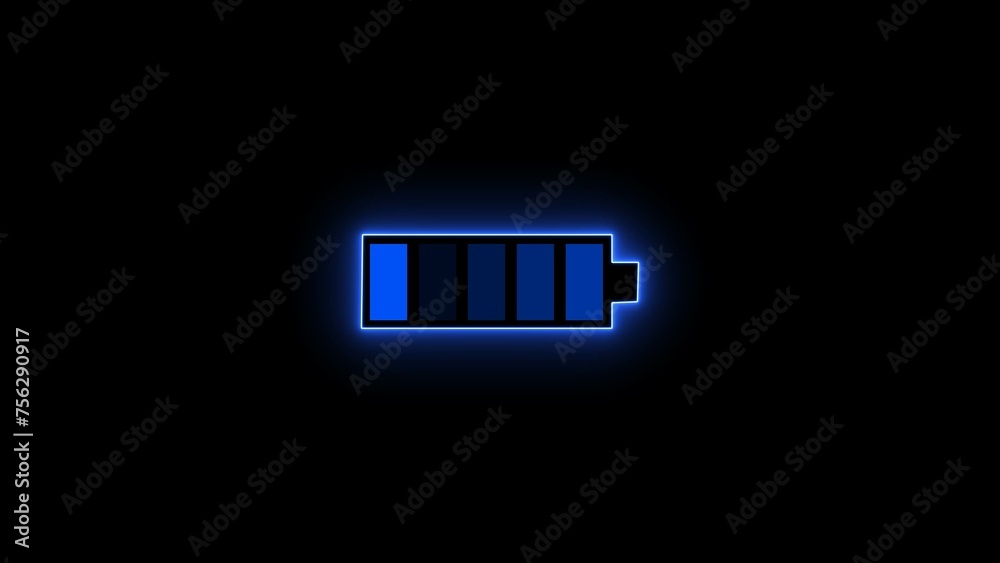 Electric Charging neon light Indicating the Progress of the royal blue color illustration. Black background 4k illustration. Electric Charging neon light Indicating the Progress of the royal blue color illustration. Black background 4k illustration.