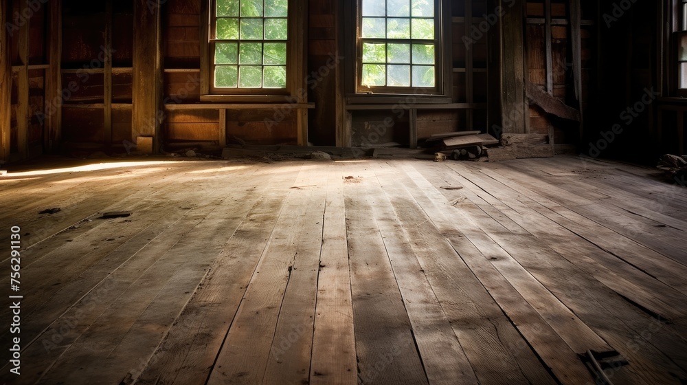 Vintage wood floor. Generative AI