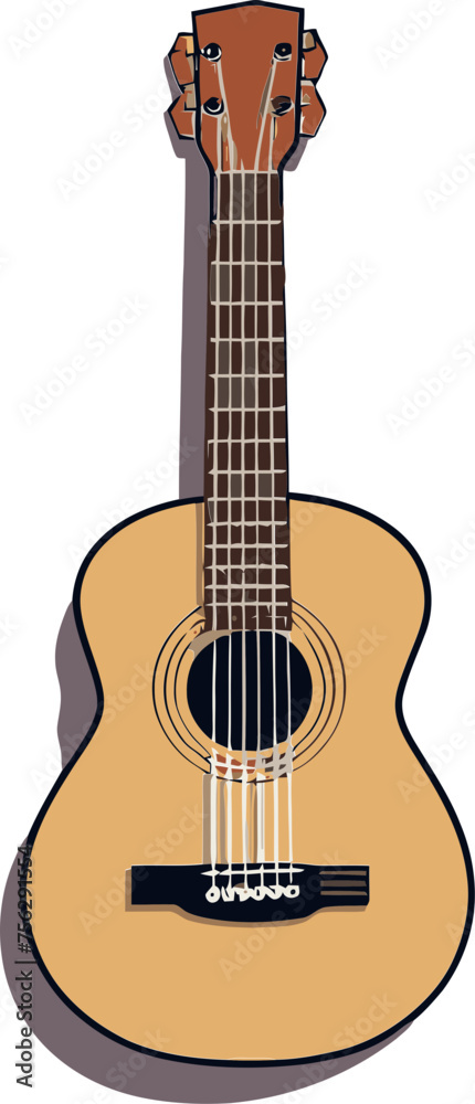 Detailed Classical Guitar Vector Illustration with Intricate Designs