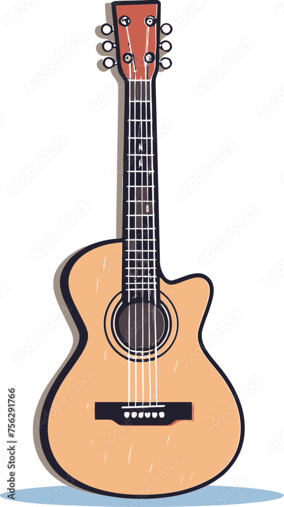Contemporary Art Acoustic Guitar Vector Illustration with Brush Strokes