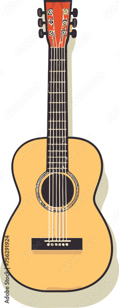 Surrealistic Dreamscape Electric Guitar Vector Illustration with Floating Islands