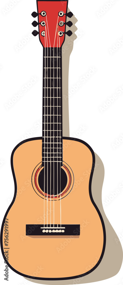 Abstract Surrealism Acoustic Guitar Vector Illustration with Melting Clocks