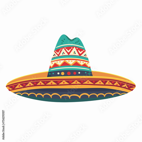 Mexican sombrero, traditional, holiday, stylized illustration, cultural icon, festive, Cinco de Mayo, vibrant colors