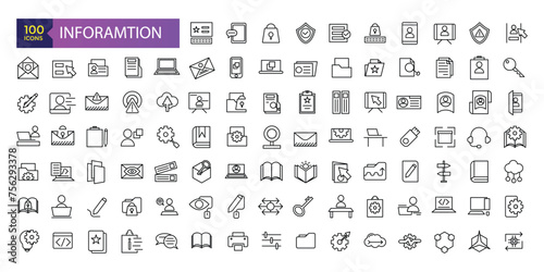 Inforamtion line icons related to data exchange, traffic, files, cloud, server. Outline Icons For Web and Mobile. © Rubbble