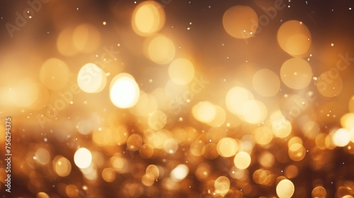 Horizontal Background with Golden blurred lights, bokeh. Festive lights, Christmas, New Year, Holiday concepts.