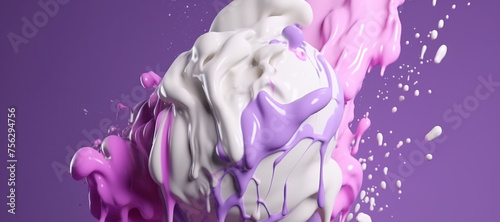 splash of blueberry milk ice cream, thick, melt 65