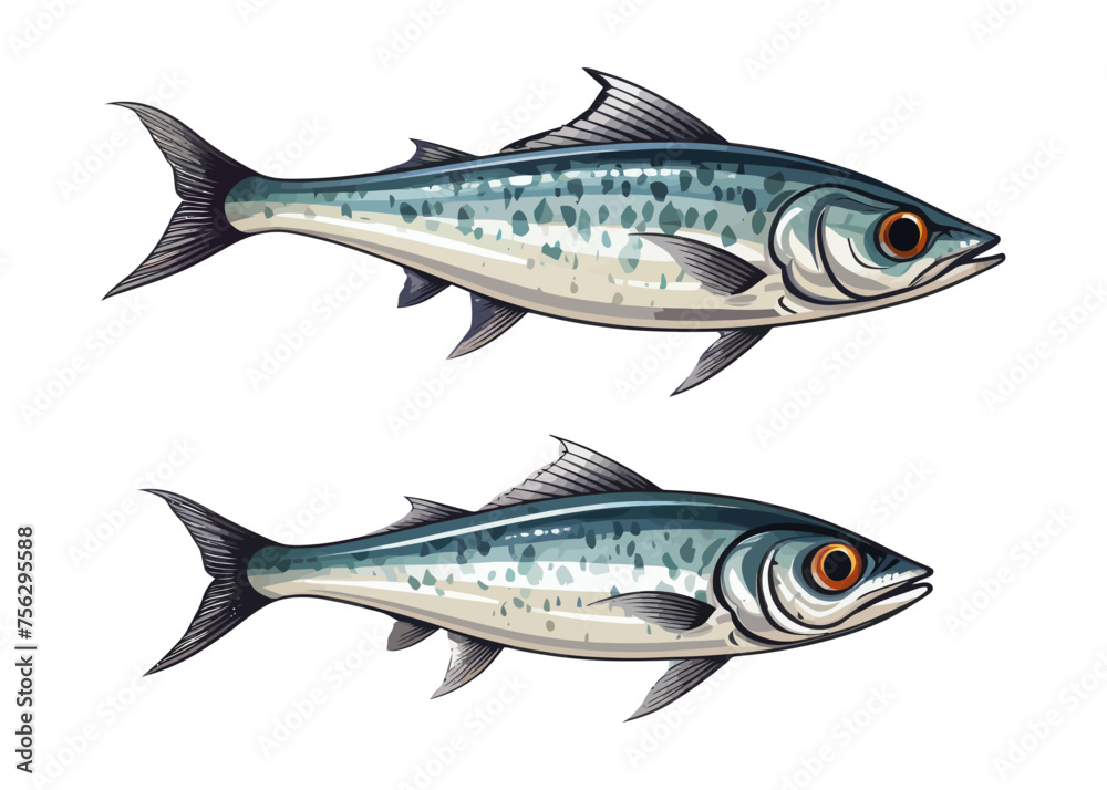 Two fish are positioned closely next to each other - obrazy, fototapety, plakaty 