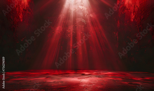 dynamic red gritty spotlight stage design, wwe style edged background, Generative AI 
