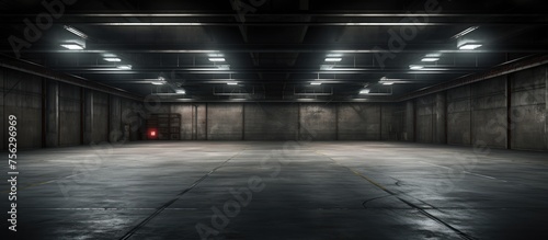 Empty warehouse garage interior