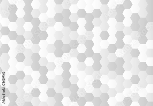 六角形が並ぶ幾何学的な背景　白とグレーのモザイク柄