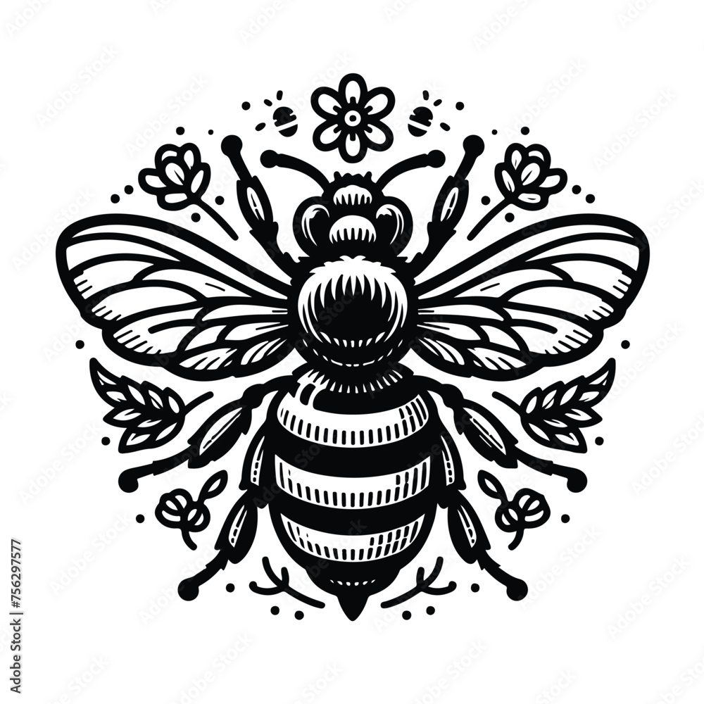 Fototapeta premium Bee SVG Line Art Clipart