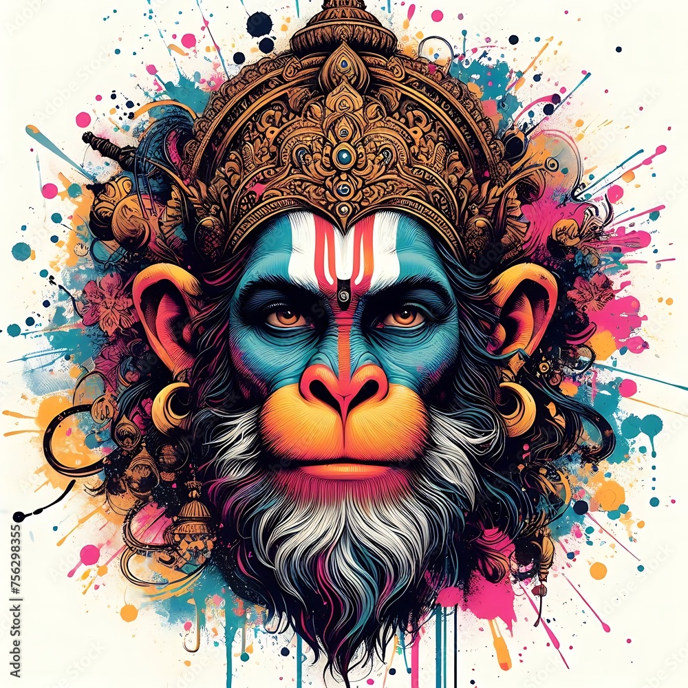 Lord Hanuman for hanuman Jayanti in Paint Splatters Style Stock ...