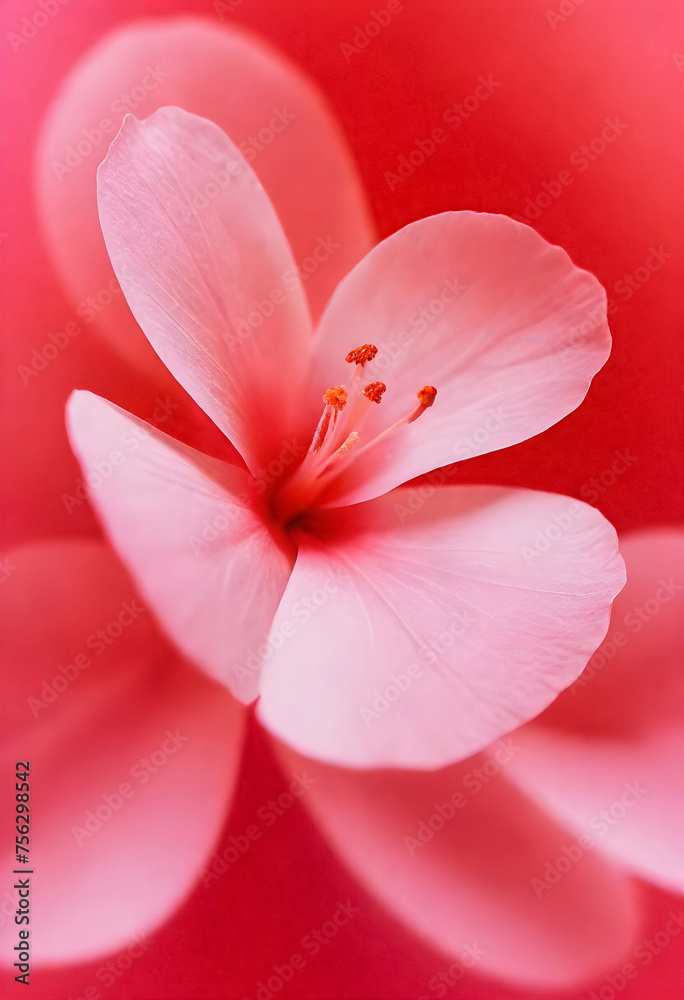 a close up of a pink flower on a red background a close up of a pink flower on a red background