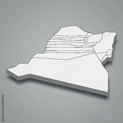 3d isometric map of Adrar is a region of Algeria photo