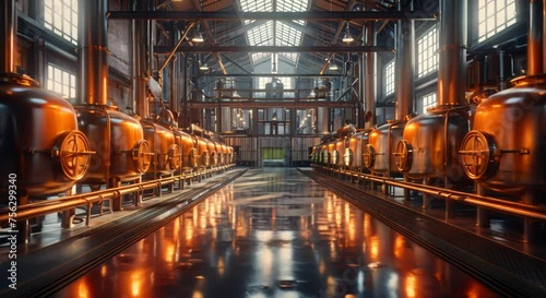 Modern brewery with automated production line photo