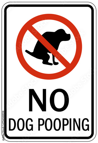 No dog poop warning sign no dog pooping