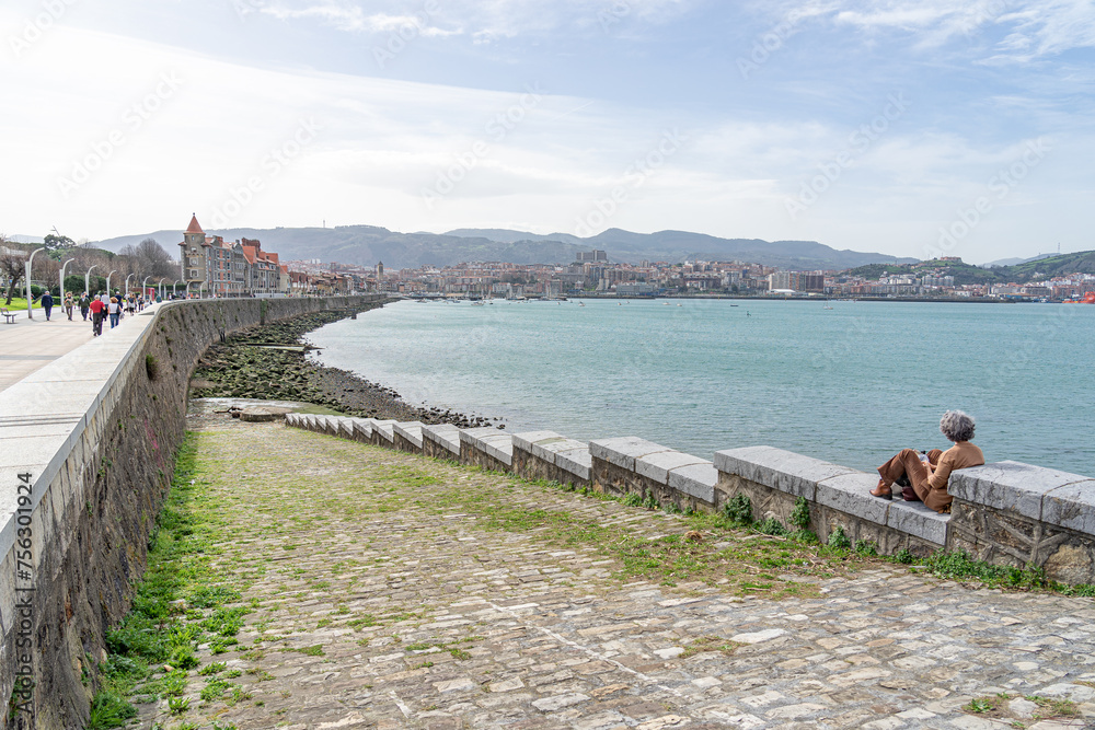 promenade with sea bay in Getxo-Biscaia-spain.13-3-2024