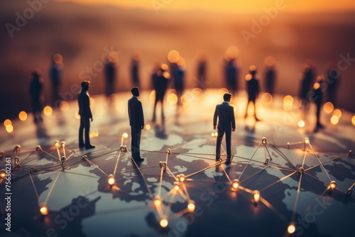 Global business structure of networking. Analysis and data exchange customer connection, HR recruitment and global outsourcing, Customer service, Teamwork, Strategy