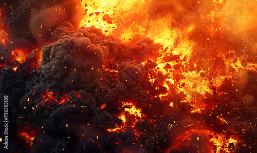 Lava explosions and fire background, Generative AI  © simba kim