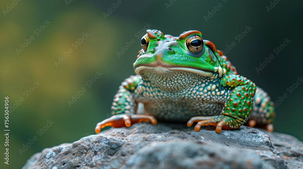 Obraz premium Green Toad on a Rock