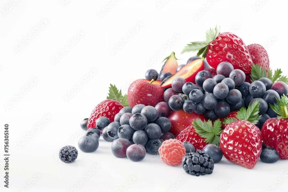 fruits abundant with antioxidant on white background fruits abundant with antioxidant on white background