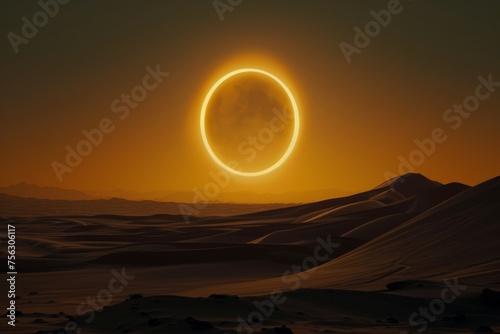 A total solar eclipse highlighted by glowing sun rays, over a dark background.