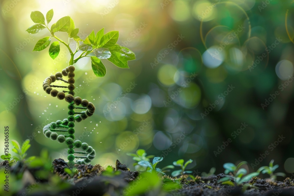 DNA shaped tree with trunks forming the double helix DNA shaped tree with trunks forming the double helix