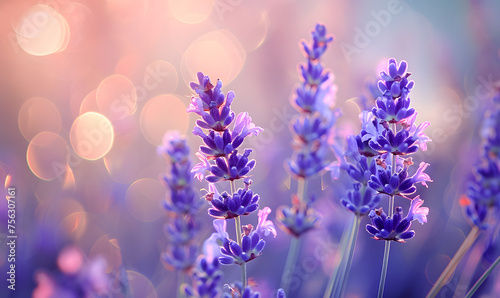 Lavender flowers closeup  macro shot with blurred background   Generative AI 