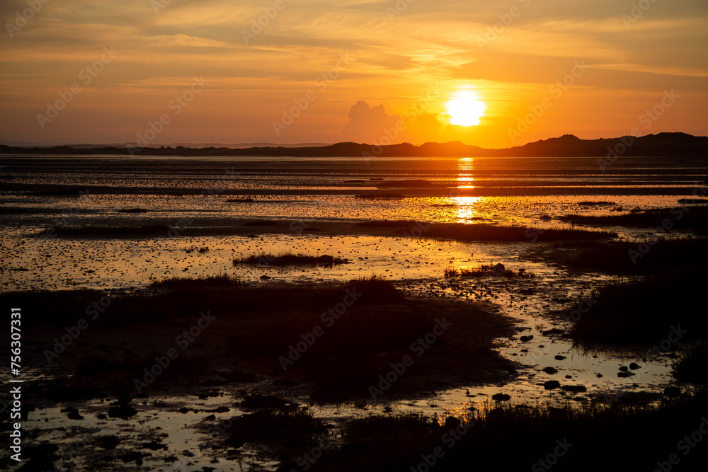 
Sunset over Lindisfarne (Holy Island) Causeway view towards Northumberland Coast