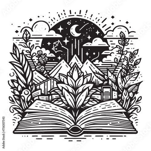 Book SVG Line Art Clipart