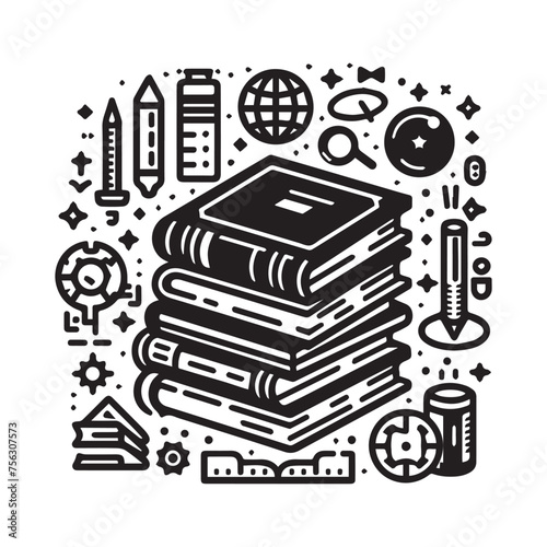 Book SVG Line Art Clipart