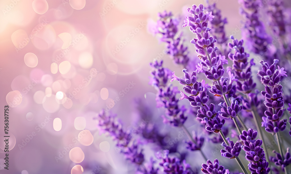 Lavender flowers closeup, macro shot with blurred background , Generative AI Lavender flowers closeup, macro shot with blurred background , Generative AI