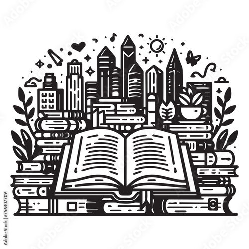 Book SVG Line Art Clipart