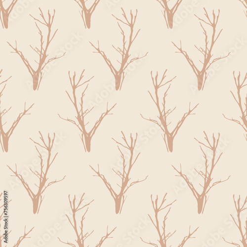 Botanical Floral Seamless Pattern Tree Branches