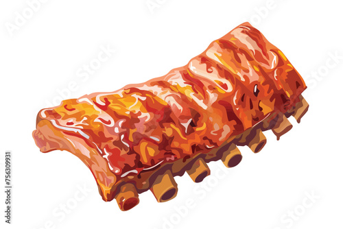 grilled pork ribs isolated vector style