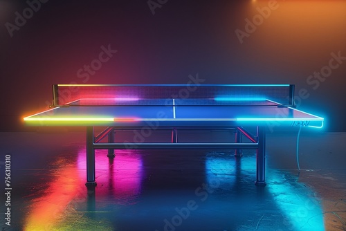 Ping Pong Table with Colorful LED Lights A Trendy and Vibrant Choice for Monthly Events Generative AI