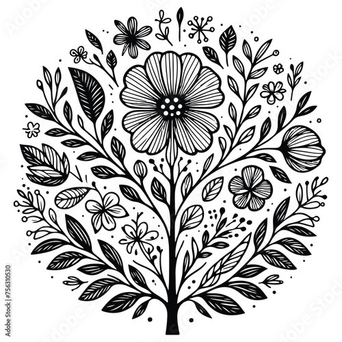 Flower Tree Line Art Bundle