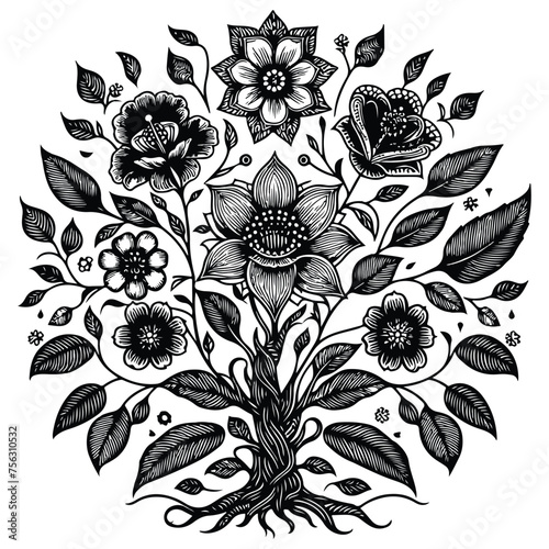 Flower Tree Line Art Bundle